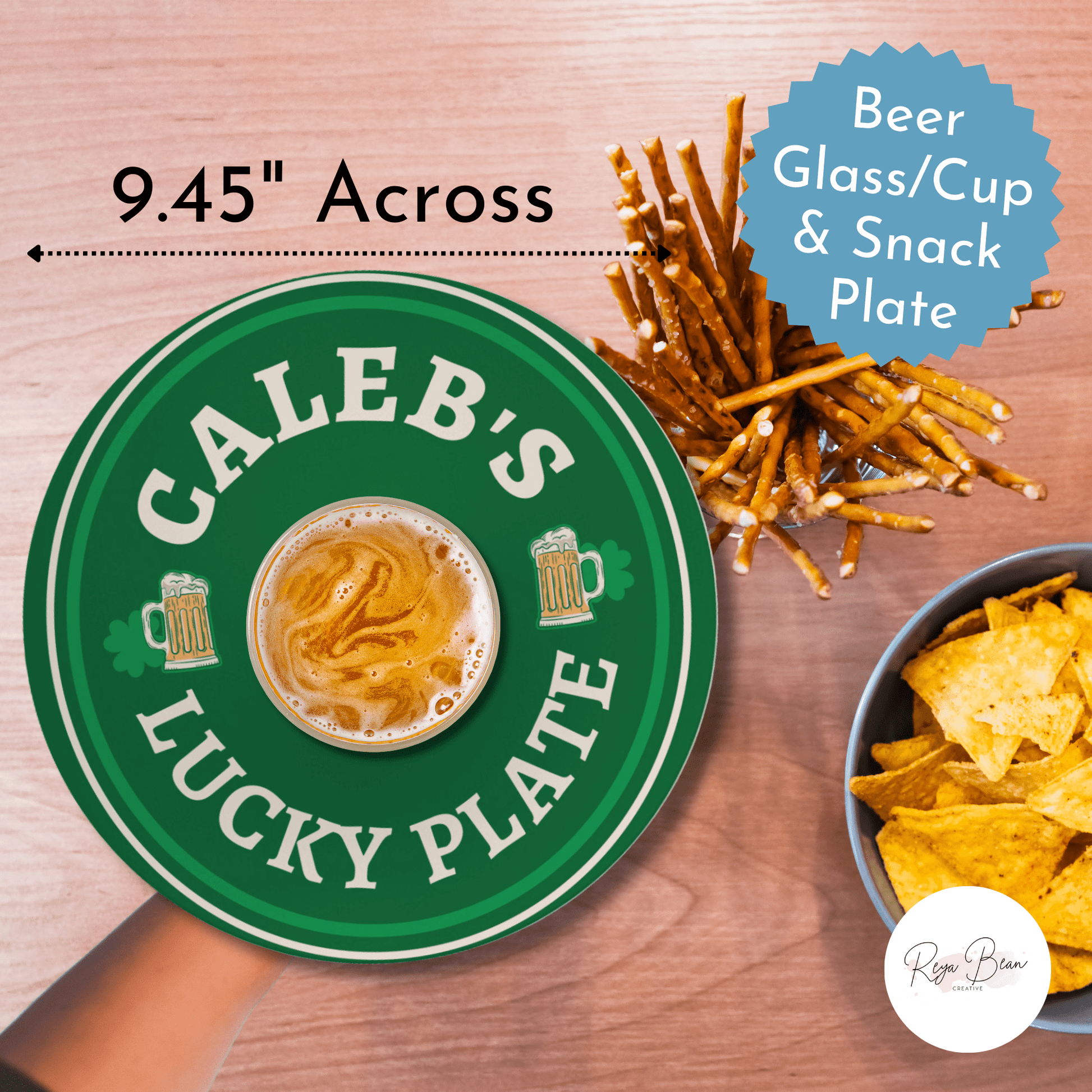 Custom St. Patrick's Day Beer Plate, Irish Lucky Plate Beer Cup Appetizer DecoWare Plate, Beer Drinking BBQ Snack Pint Plate O-Plate