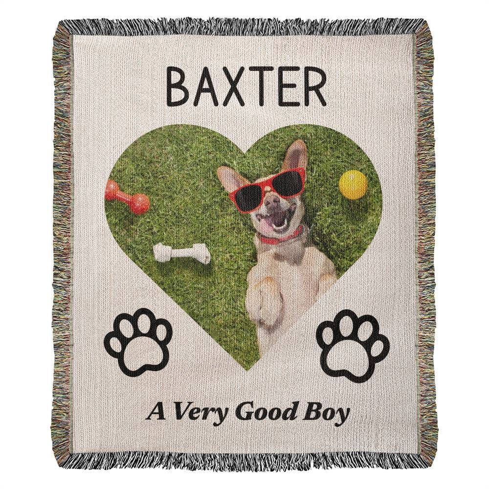 Custom Pet Photo Dog Mom Woven Blanket