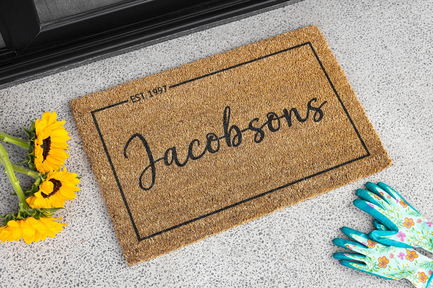 Custom Family Last Name Outdoor Doormat - Housewarming Wedding Gift