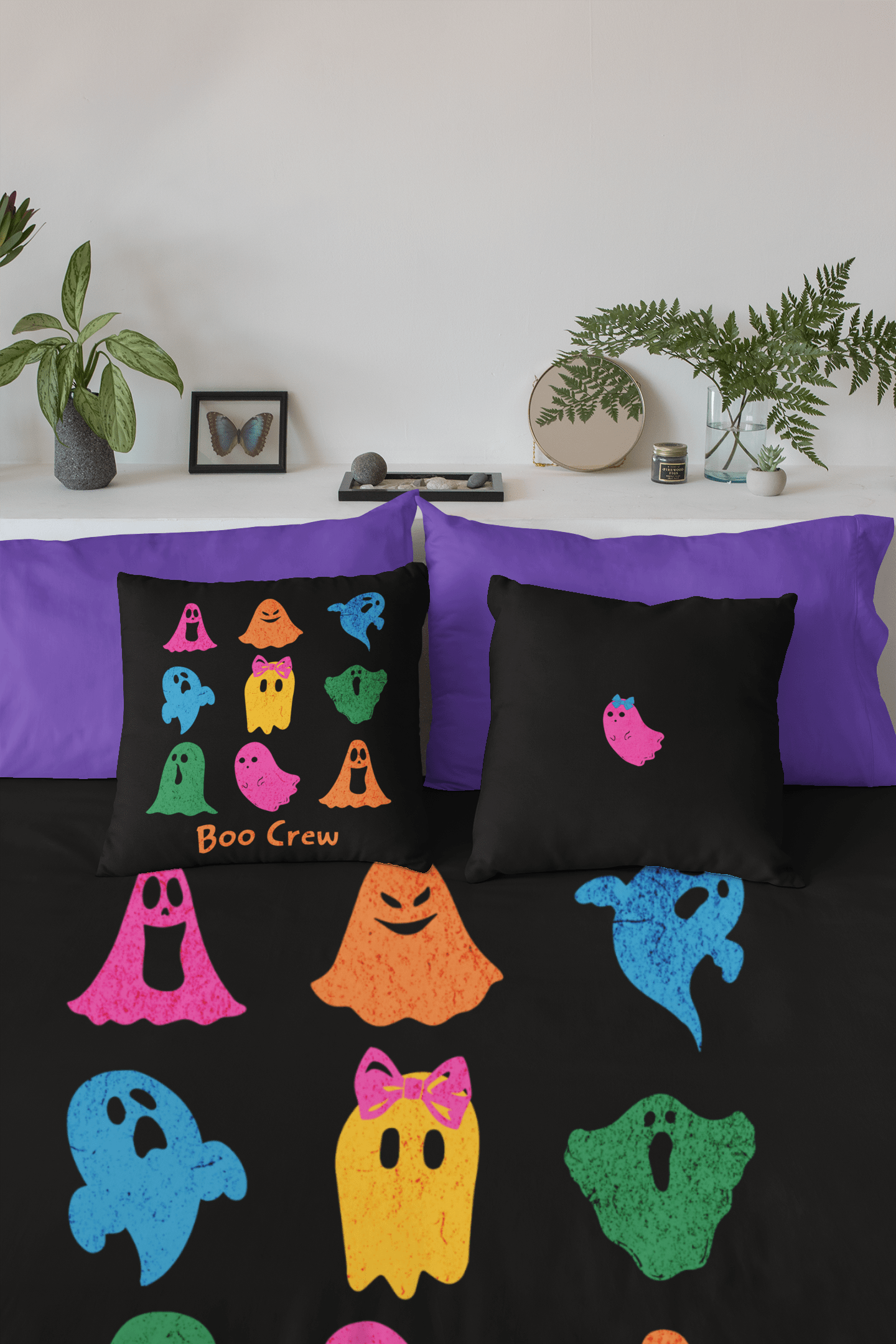 Halloween Neon 80s Ghosts Cute Custom Name Blanket