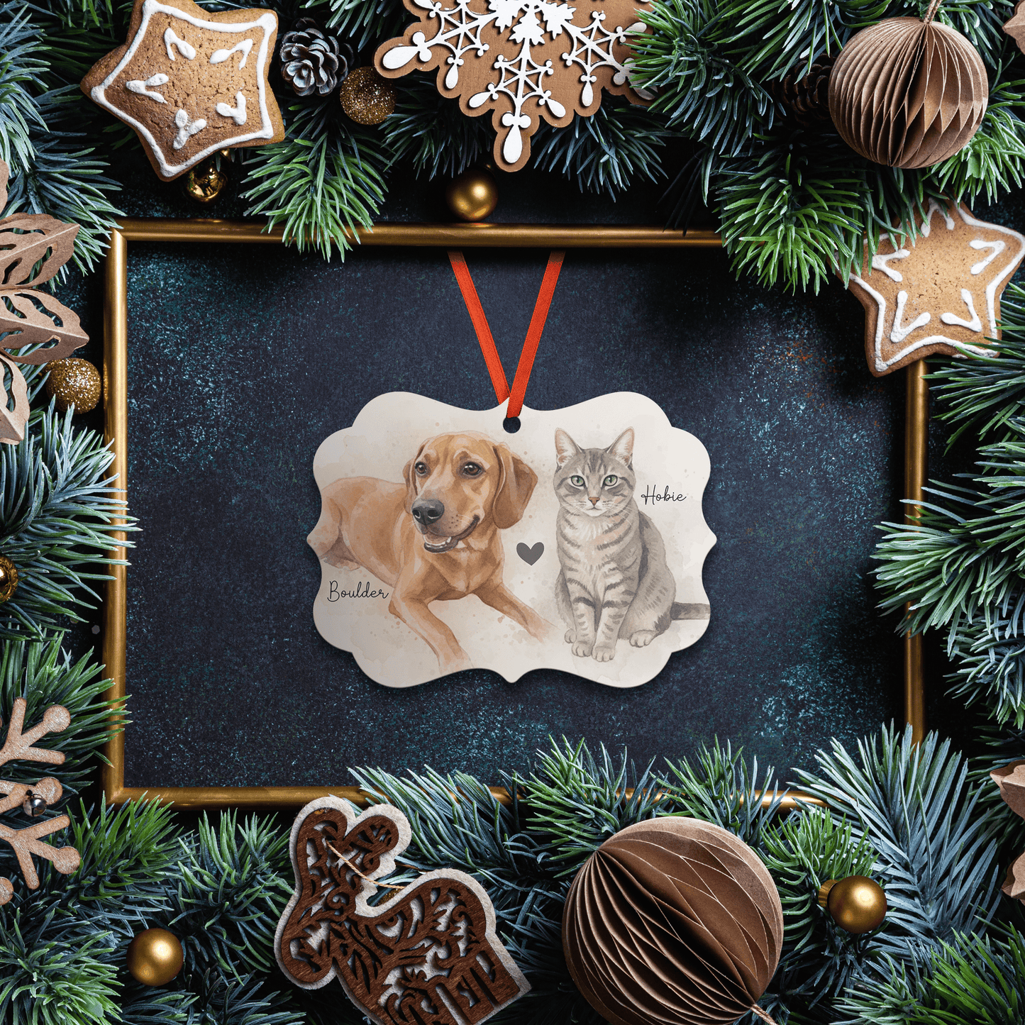 Custom Pet Memorial Ornament - Watercolor Pet Portrait Keepsake | Rainbow Bridge Tribute