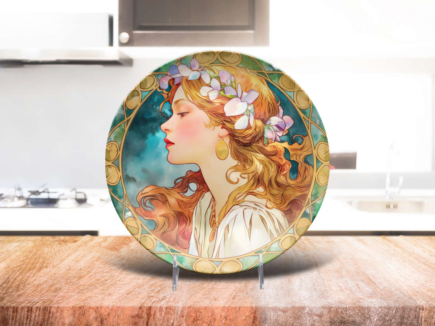 Art Noveau Housewarming Party Plates Gift Ethereal Women Plate Set, Unique Art Deco Hostess Fun Gift Whimsical Dinnerware, 10" Unbreakable