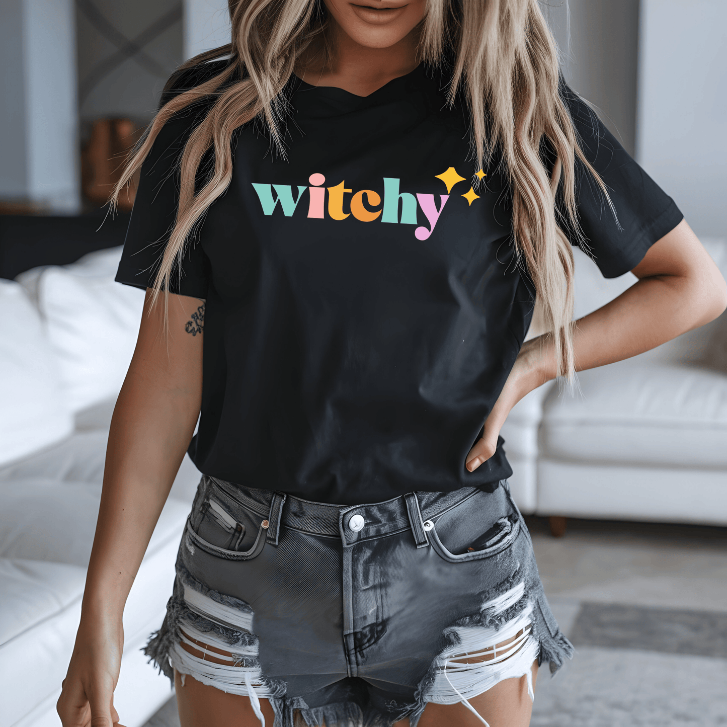 Witchy Graphic T-Shirt – Retro Pastel Unisex Comfort Shirt With Colorful Mystic Design