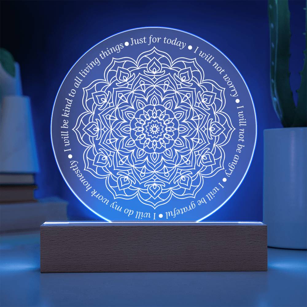 Reiki LED Plaque – Acrylic Light Plaque With Engraved Reiki Principles Sign