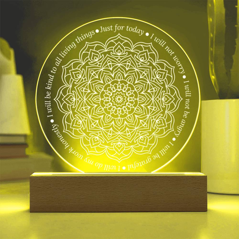 Reiki LED Plaque – Acrylic Light Plaque With Engraved Reiki Principles Sign