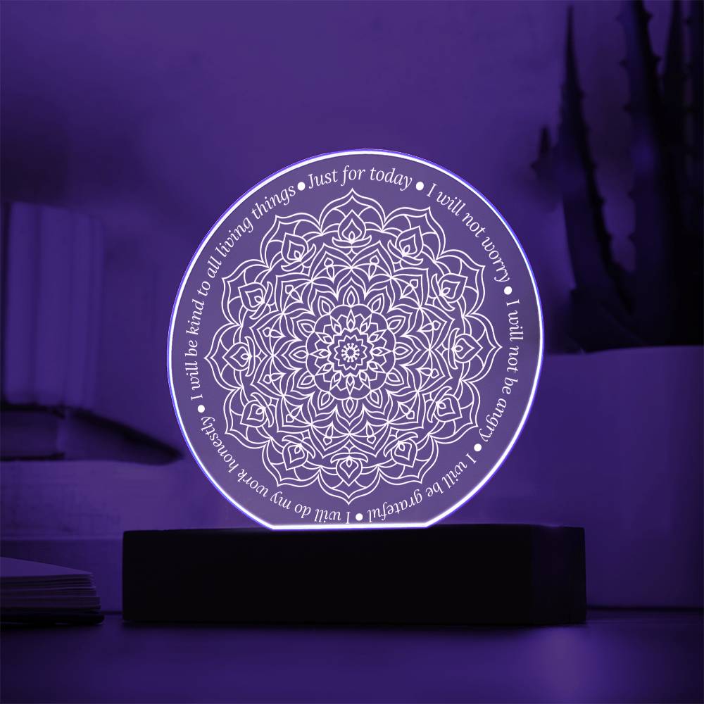 Reiki LED Plaque – Acrylic Light Plaque With Engraved Reiki Principles Sign