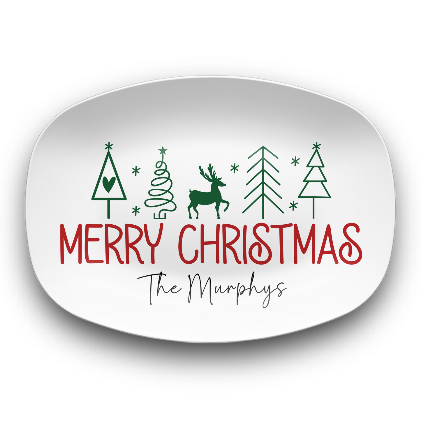 Custom Merry Christmas Platter, Unbreakable BPA-Free 10 x 14"