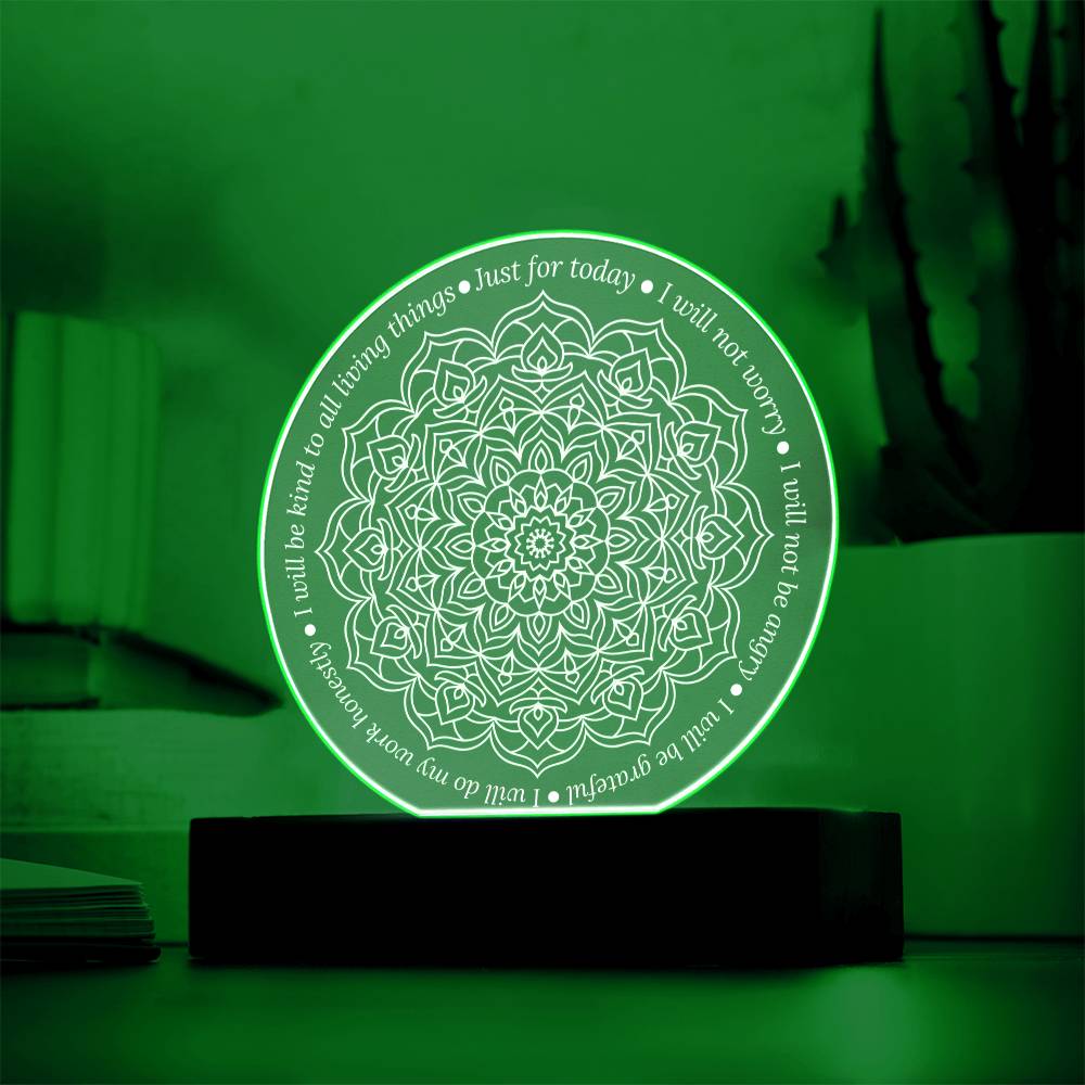 Reiki LED Plaque – Acrylic Light Plaque With Engraved Reiki Principles Sign
