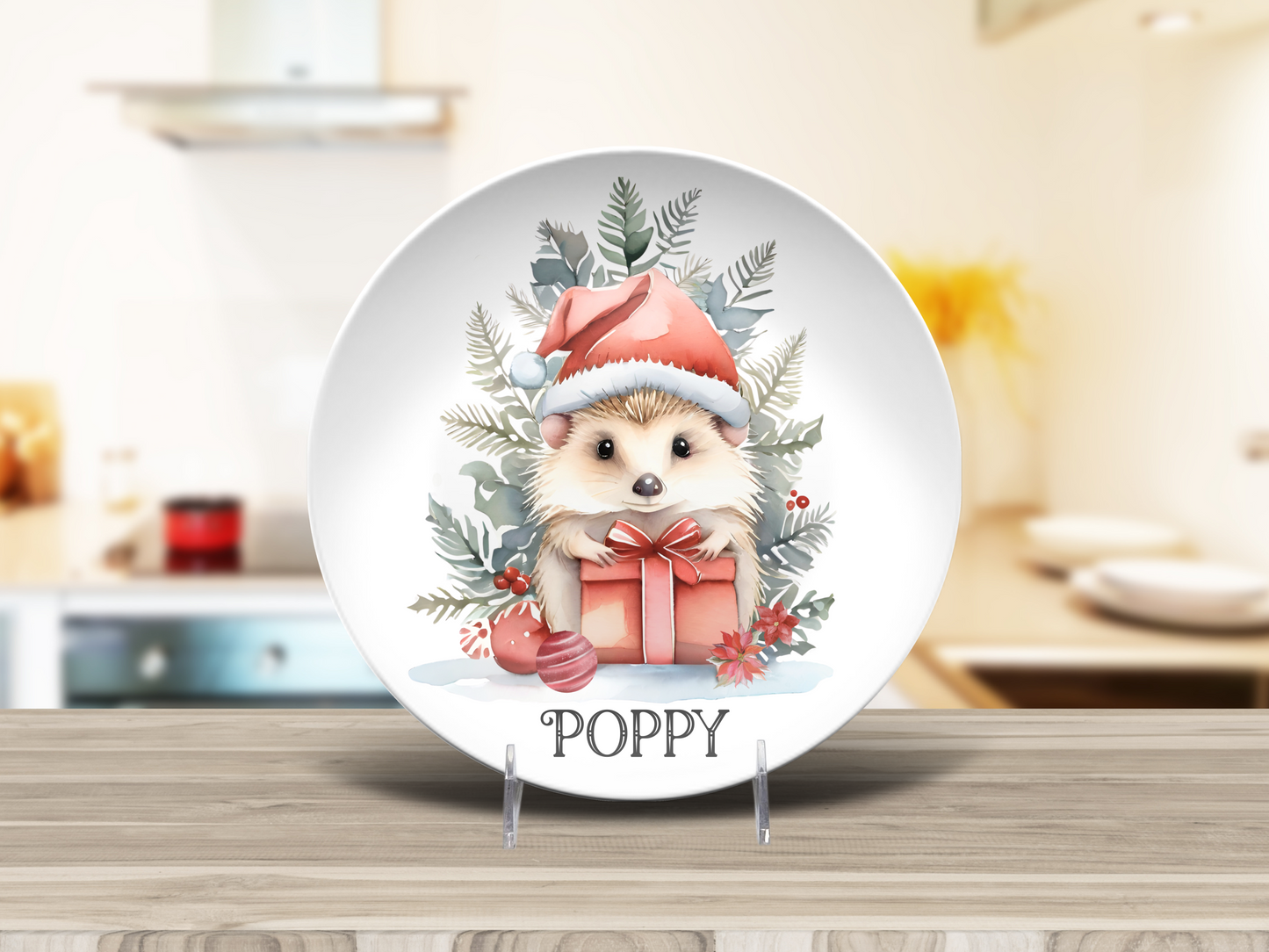 Christmas Animal Plates Cute - Unbreakable DecoPlate Dinnerware Set of 6 Xmas Dishes (10")