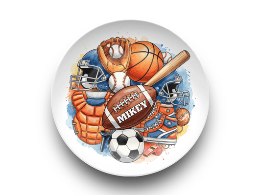 Personalized Sports Plate - Unbreakable Toddler Cake Smash Plate 10" | Custom Birthday Dish