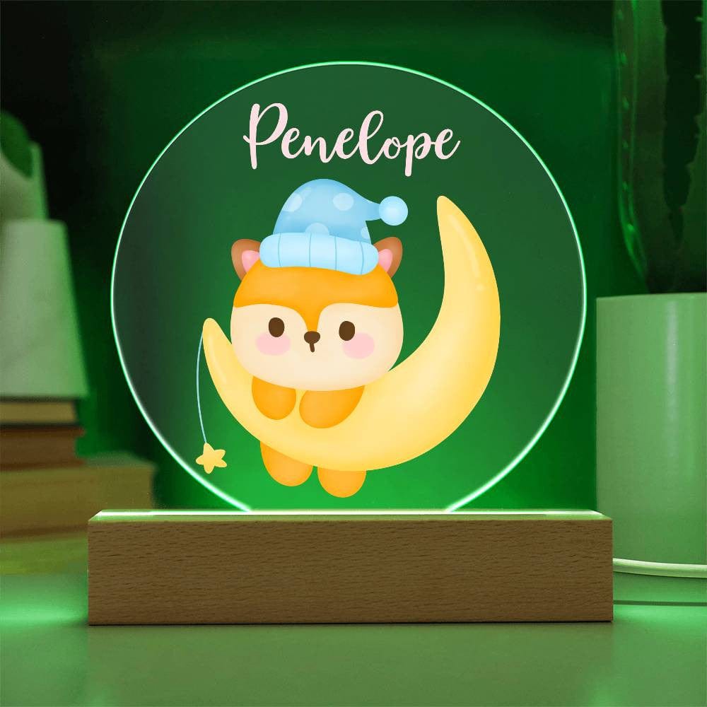 Custom Baby LED Night Light - Cute Animal Nursery Acrylic Plaque