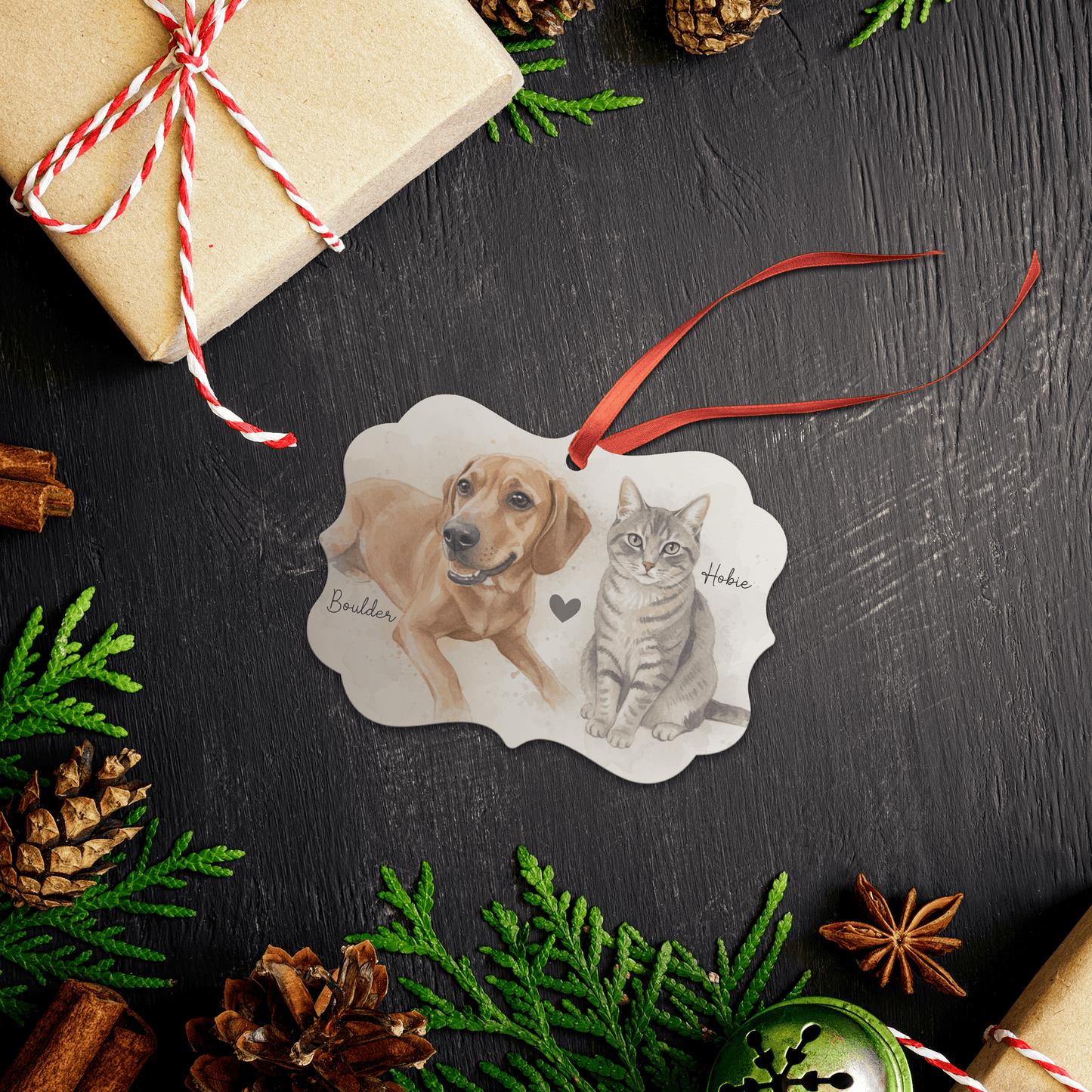Custom Pet Memorial Ornament - Watercolor Pet Portrait Keepsake | Rainbow Bridge Tribute