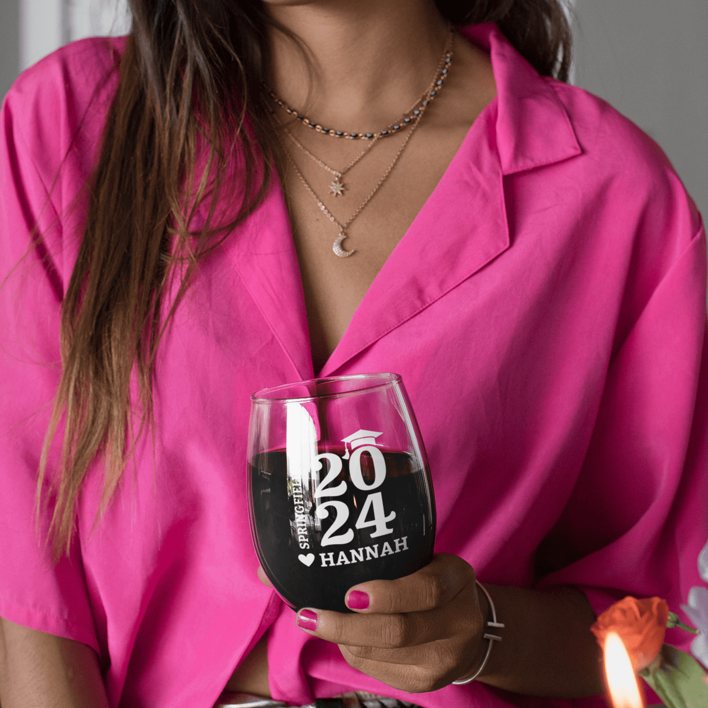 Custom Graduation Gift Class of 2024 - Stemless Wine Glass