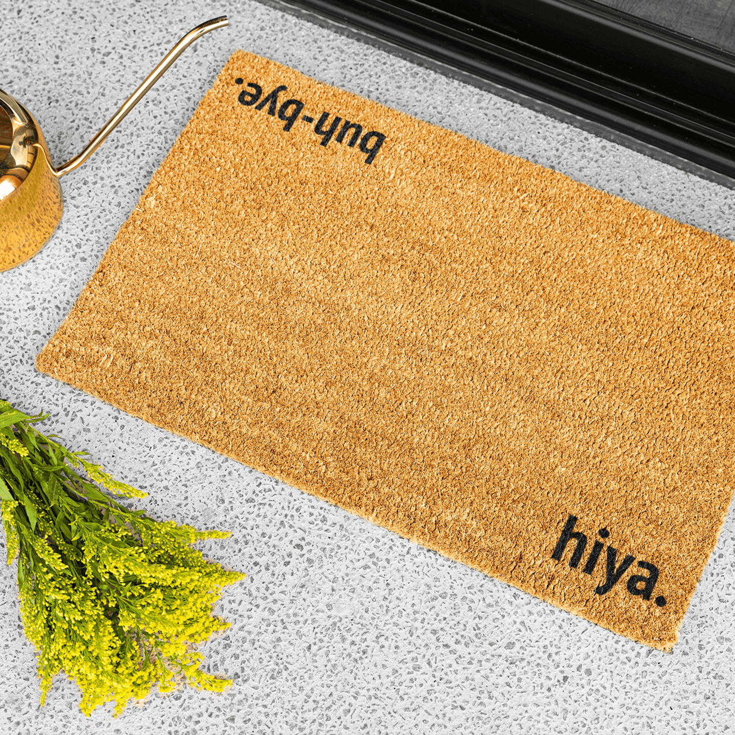 Hiya. Buh-bye. Funny Housewarming Outdoor Doormat Gift