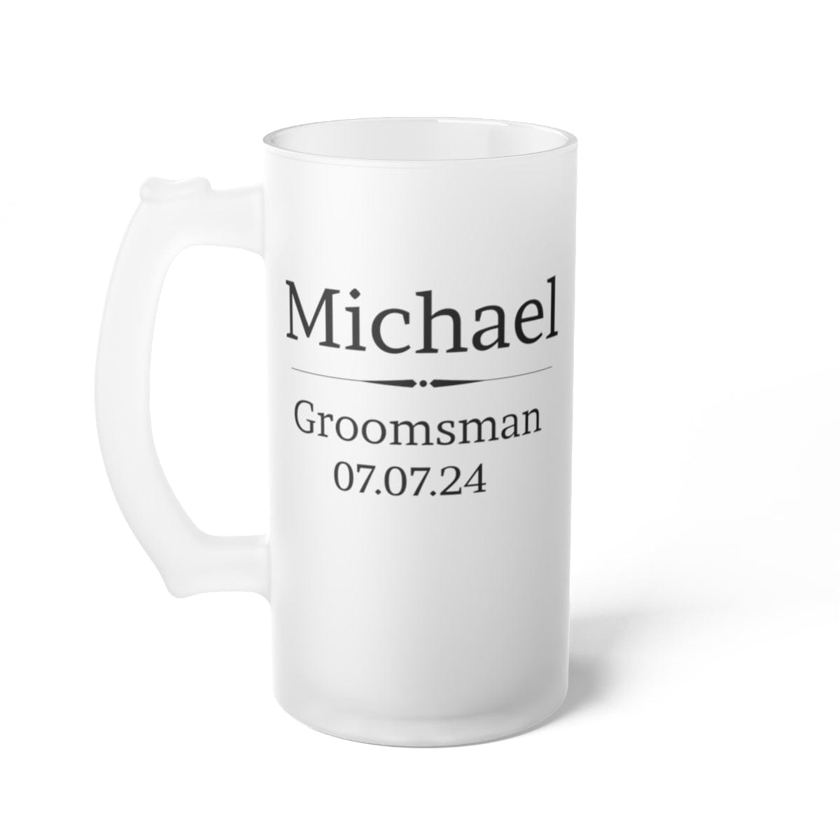 Groom's Custom Wedding Party Gift Frosted Glass Beer Mug, Groomsman Beer Stein, Personalized Best Man Gift, Father of the Bride Beer Glass