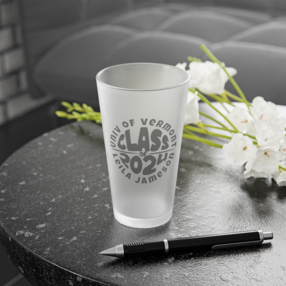 Custom Class of 2024 Frosted Pint Glass Graduation Gift, 16oz