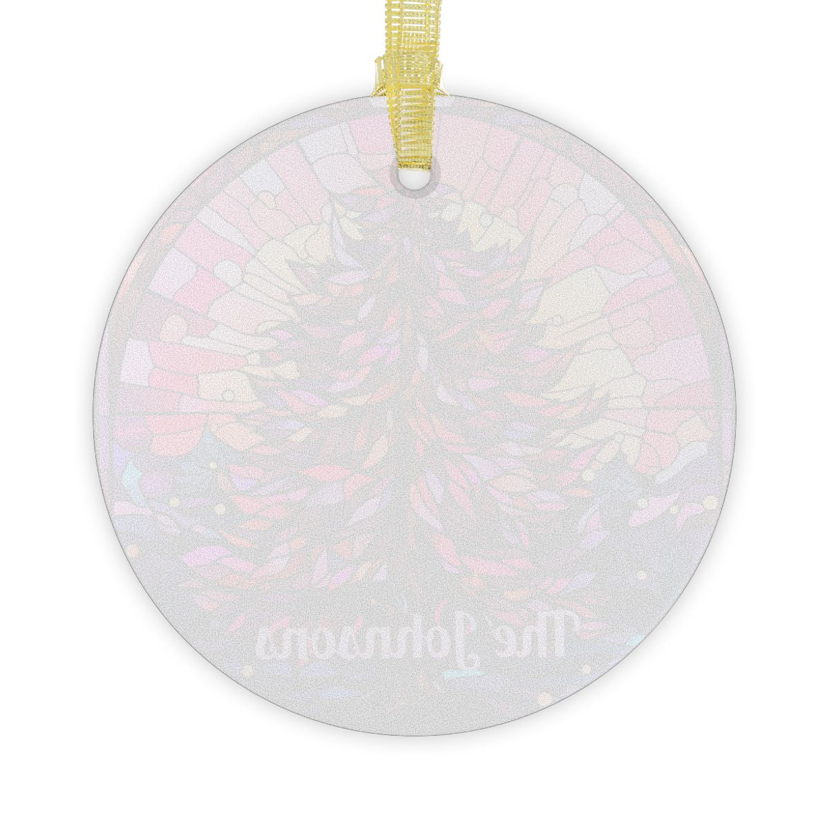 Personalized Pink Christmas Faux Stained Glass Ornaments, Custom Name Holiday Tree Decor, Pastel Pink Mandala Tree Ornament Stocking Stuffer