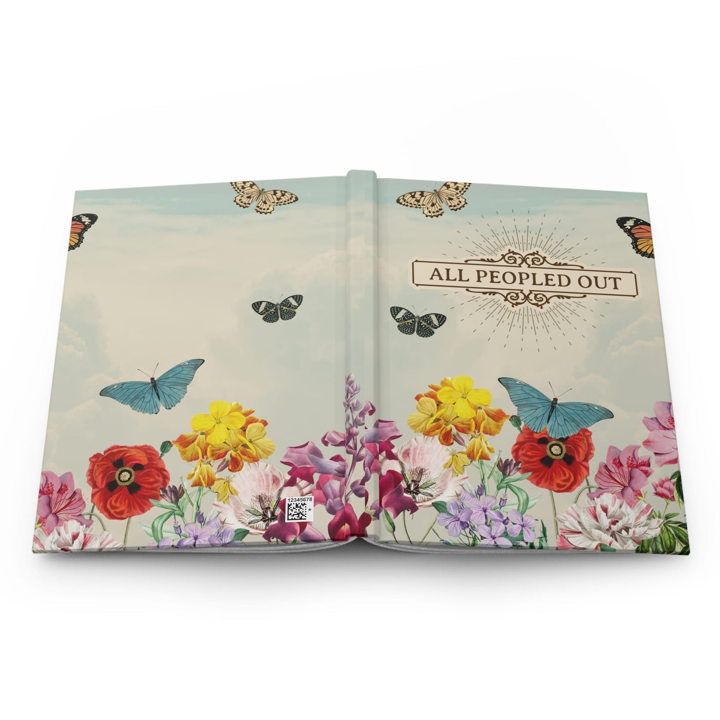 Introvert Journal - Hardcover Notebook with Whimsical Butterfly & Floral Design