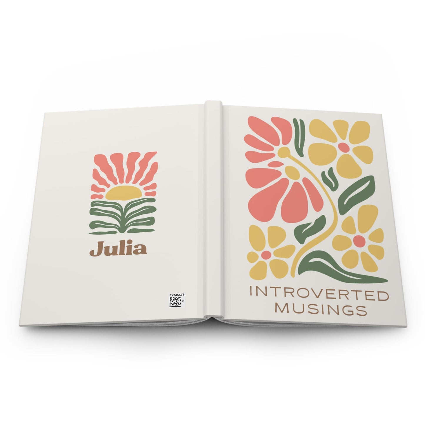Introverted Musings Notebook - Retro Floral Journal | Personalized Hardcover Lined Writing Book