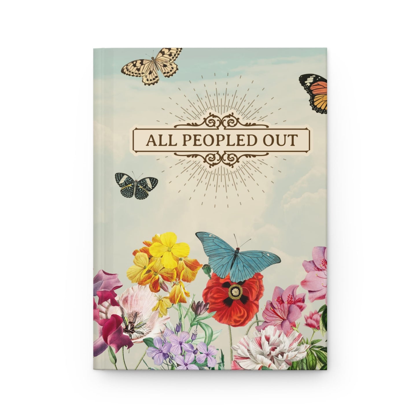 Introvert Journal - Hardcover Notebook with Whimsical Butterfly & Floral Design