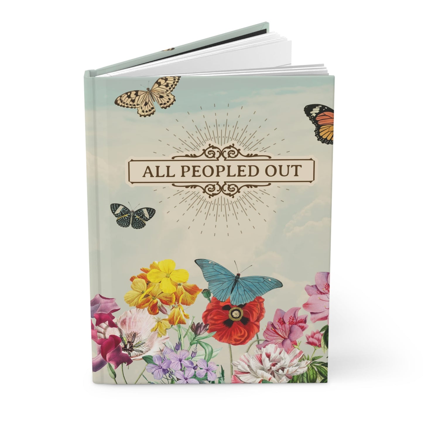 Introvert Journal - Hardcover Notebook with Whimsical Butterfly & Floral Design