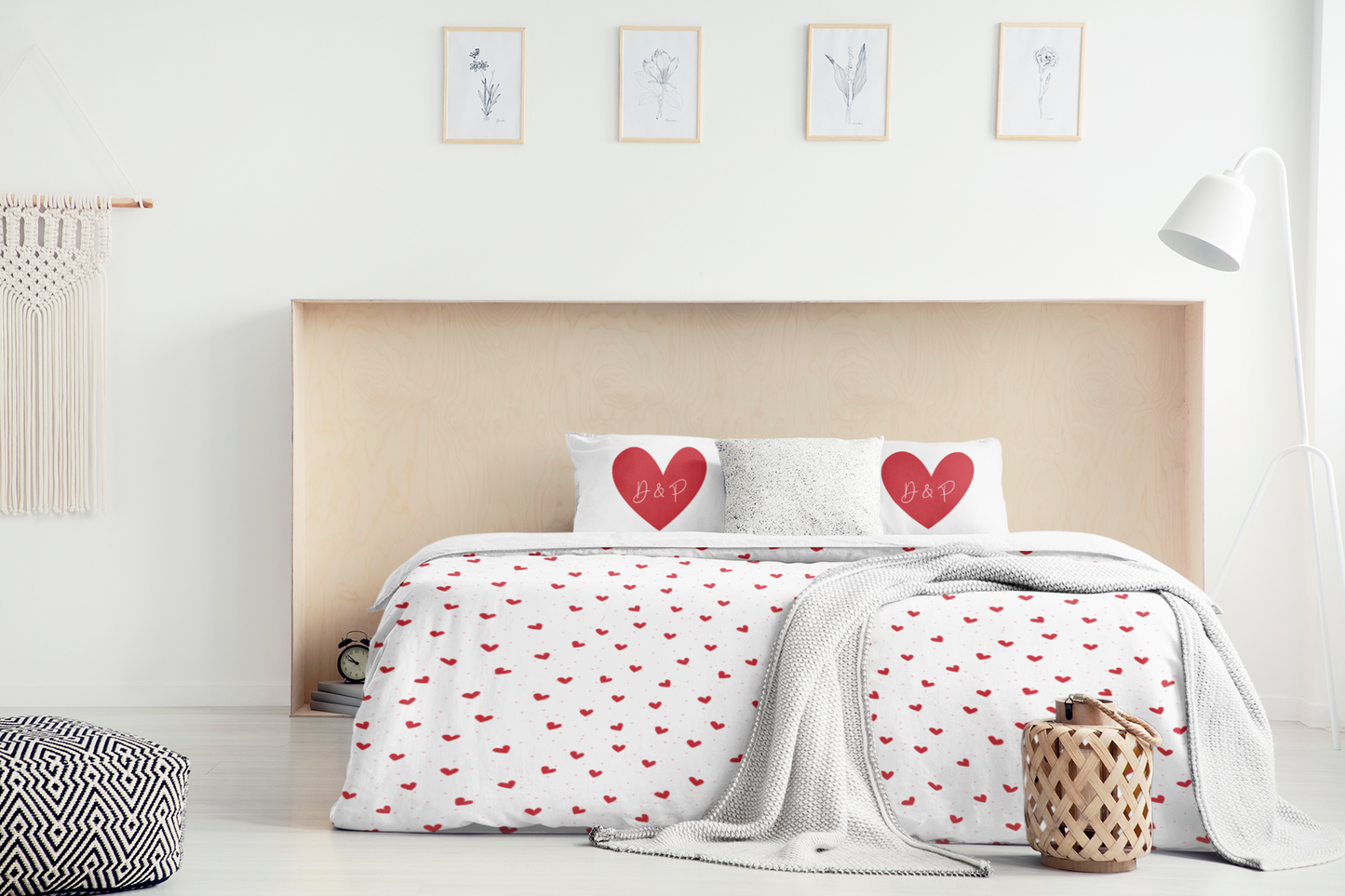 Custom Hearts Polka Dot Comforter Bedding Set