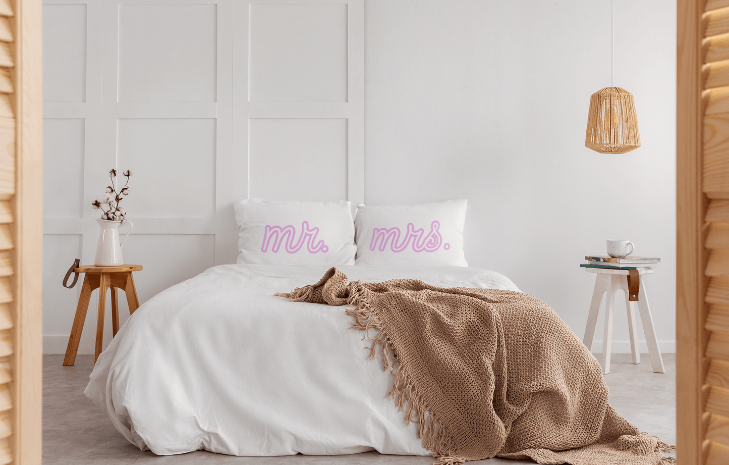 Mr. and Mrs. Couple Pillowcases Newlywed Gift Set, Matching Set of 2 Pillowcases, His and Hers Housewarming Wedding Bridal Shower Gift