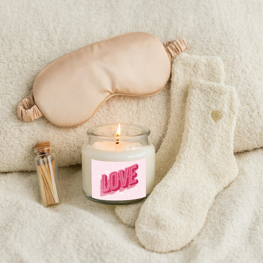 Satin Sleep Mask & Cozy Socks Set - Lavender Candle and Matches Included