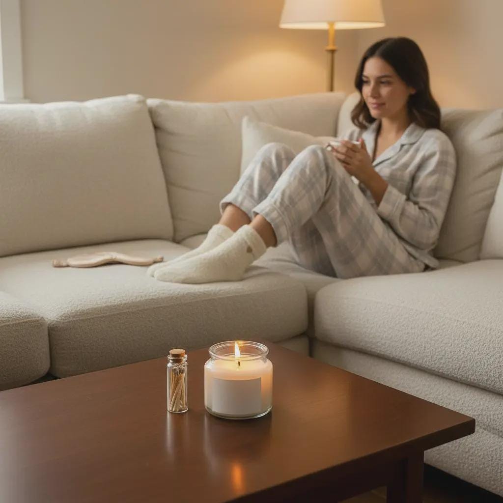 Cozy Valentine’s Gift Set: Satin Sleep Mask, Plush Socks, Candle
