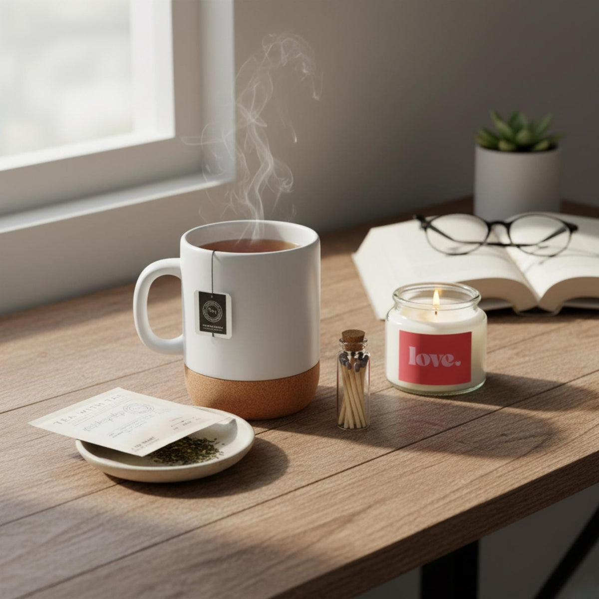 Galentines Day Mug Gift Set for Her: Cozy Tea, Candle & Relaxation Box