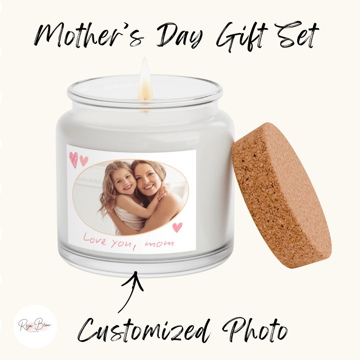 Personalized Photo Candle Gift Set: Crochet Bouquet, Spa Relaxation