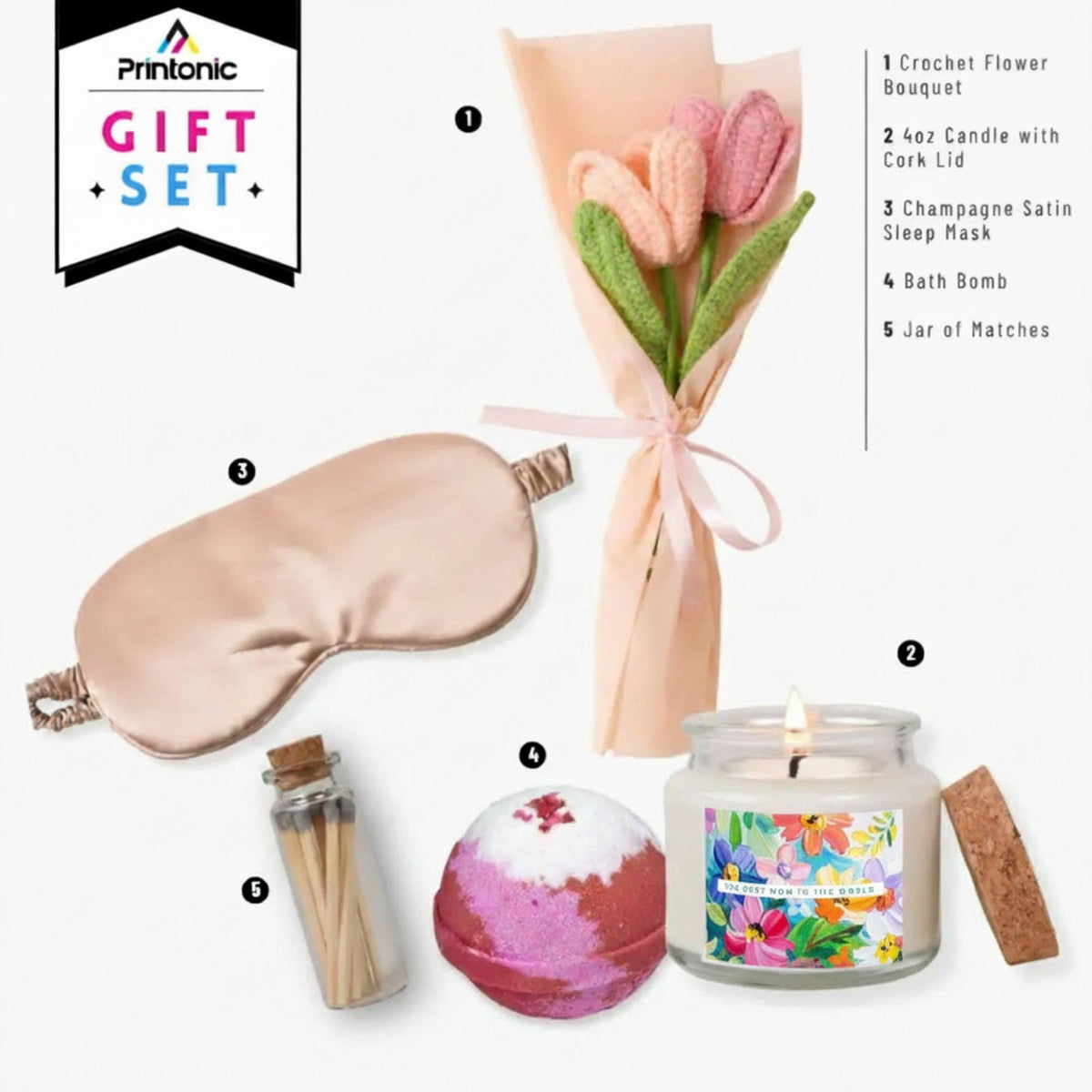 Relaxing Mother's Day Spa Gift Box - Crochet Flowers & Soy Candle