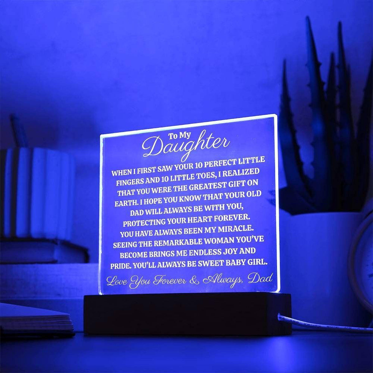 Dad’s Acrylic Plaque for Daughter - Sentimental LED Night Light