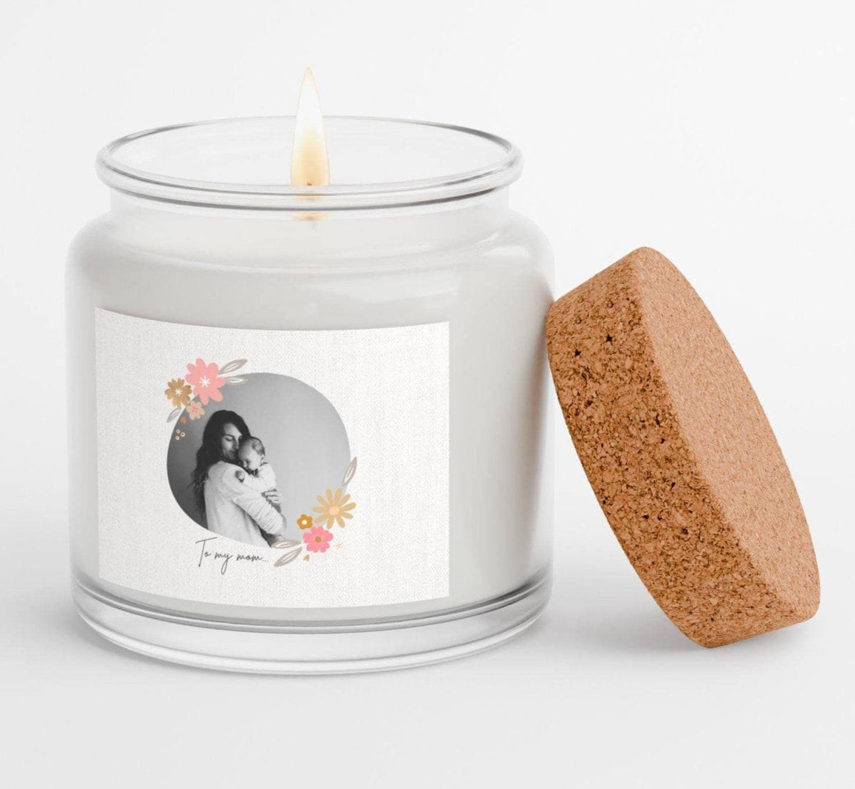 Personalized Photo Candle Gift Set: Crochet Flowers, Spa Kit