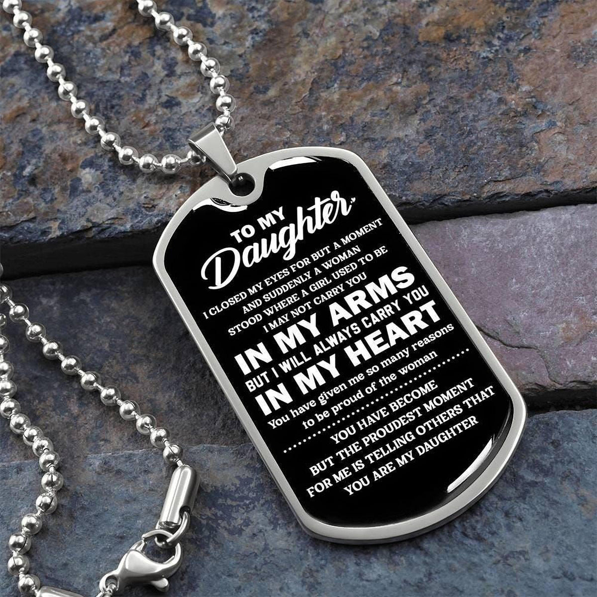 Personalized Daughter Dog Tag Necklace - Engraved Military Style