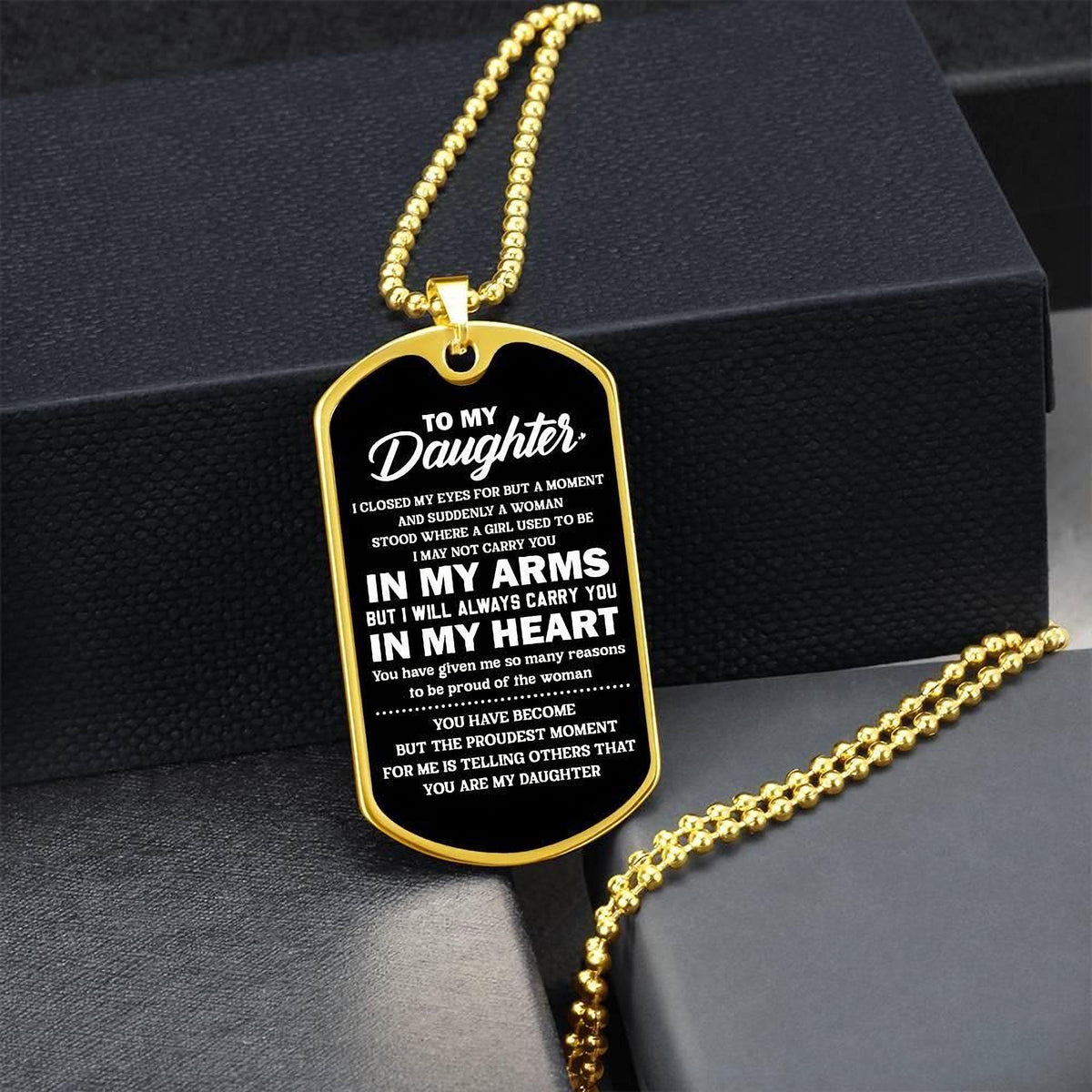 Personalized Daughter Dog Tag Necklace - Engraved Military Style