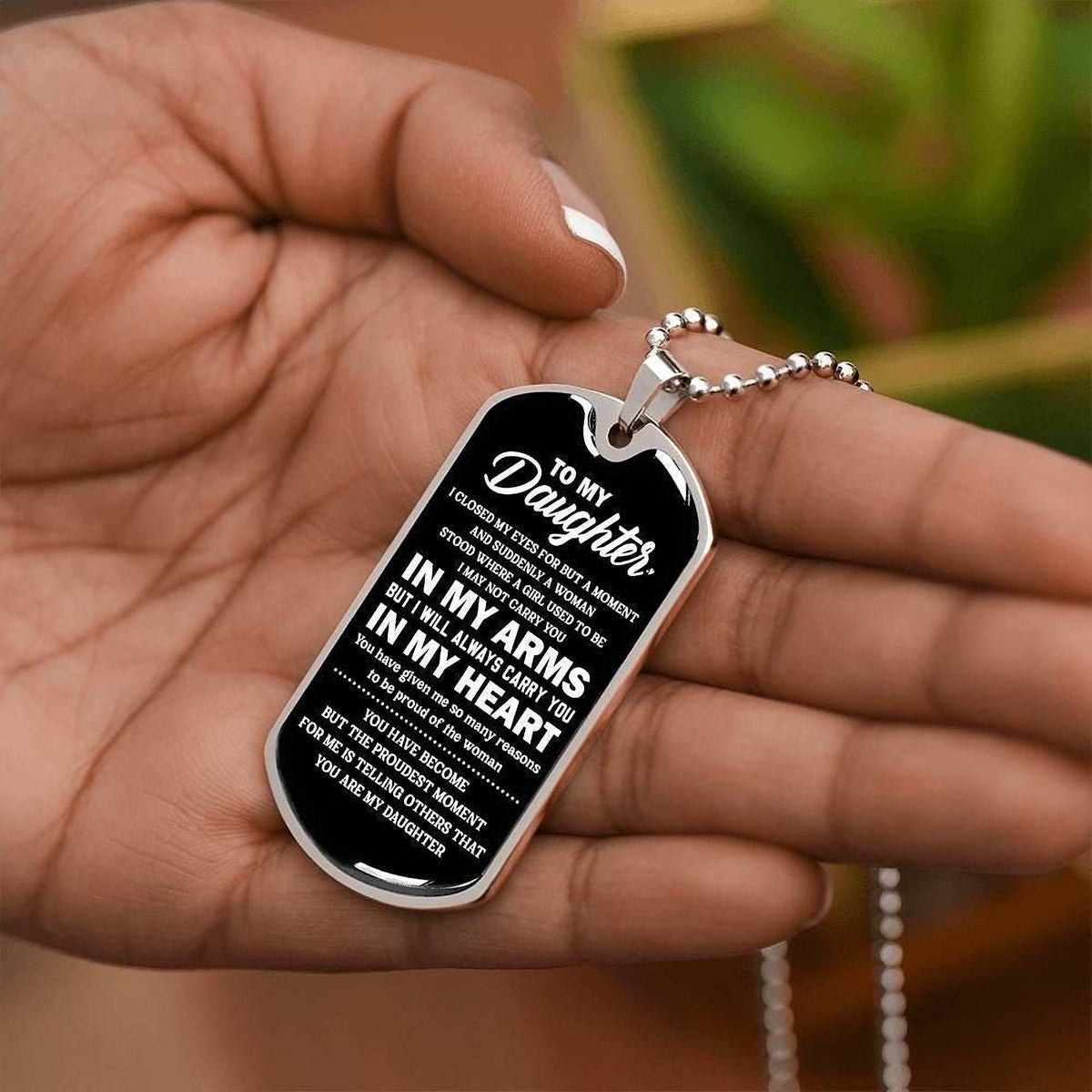 Personalized Daughter Dog Tag Necklace - Engraved Military Style