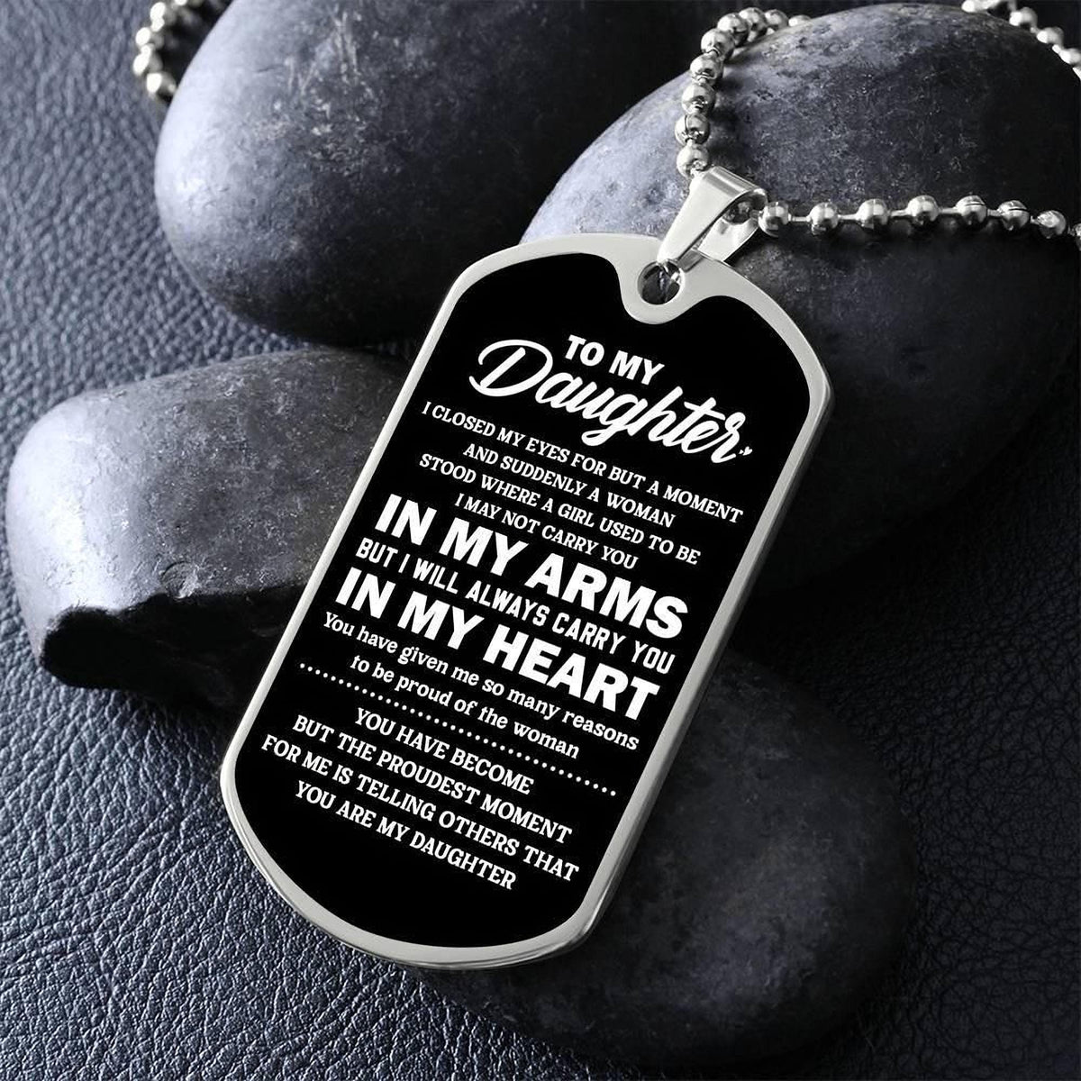 Personalized Daughter Dog Tag Necklace - Engraved Military Style
