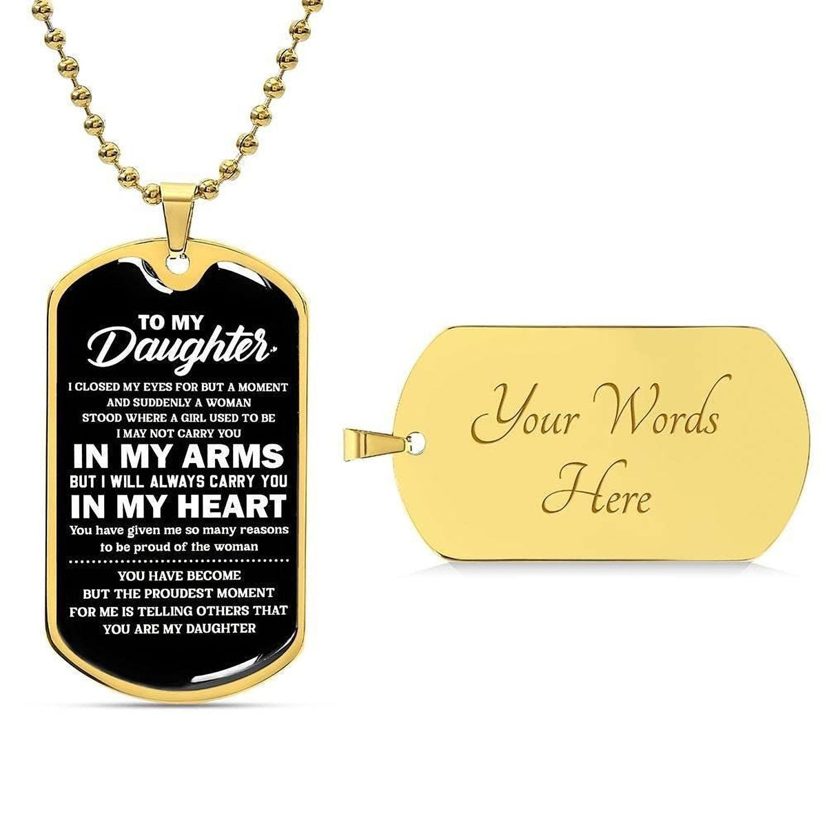 Personalized Daughter Dog Tag Necklace - Engraved Military Style