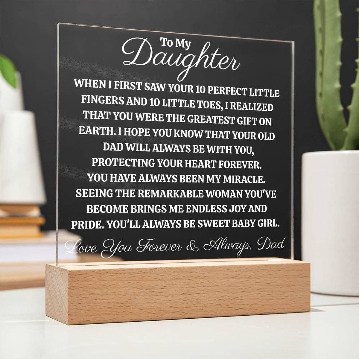 Dad’s Acrylic Plaque for Daughter - Sentimental LED Night Light