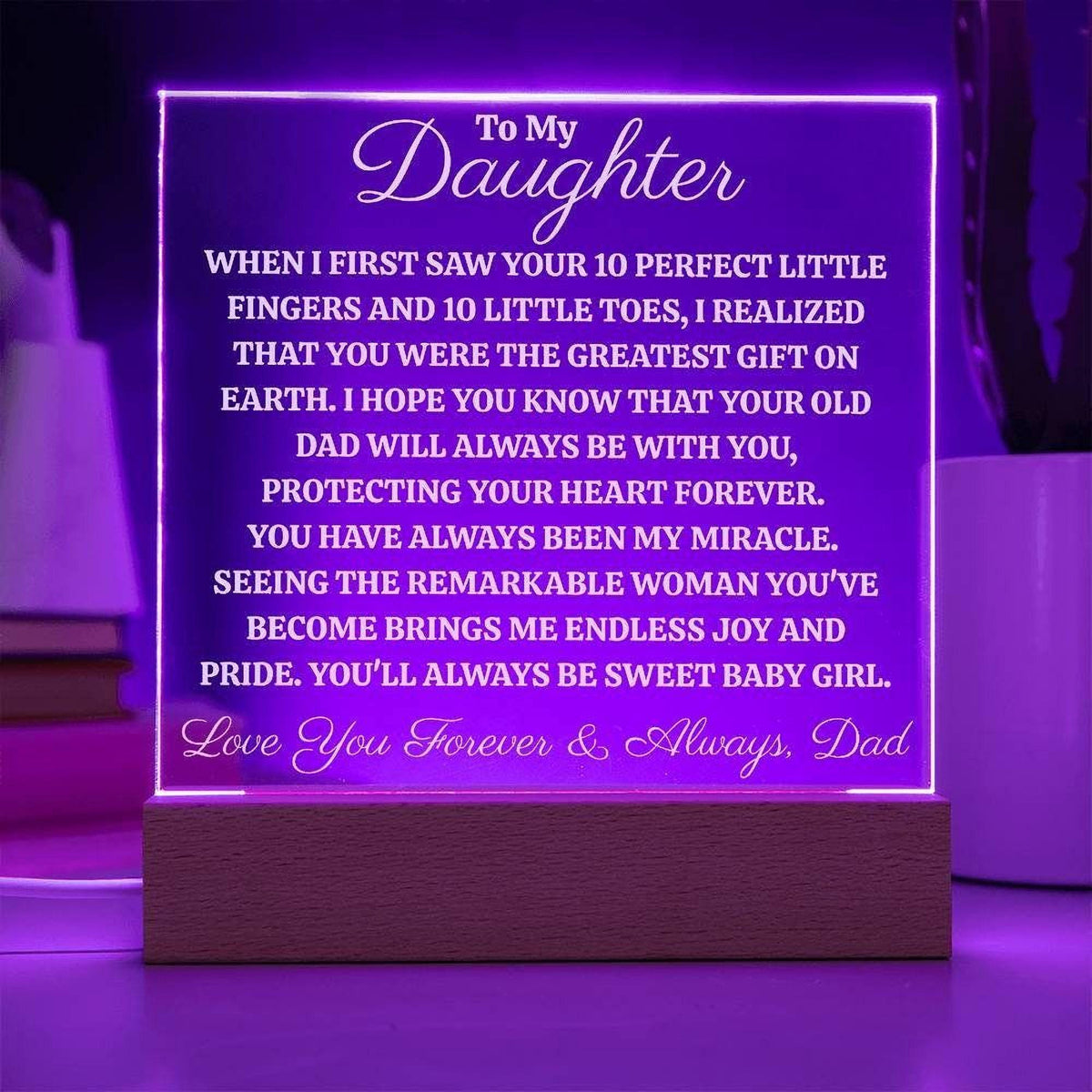 Dad’s Acrylic Plaque for Daughter - Sentimental LED Night Light
