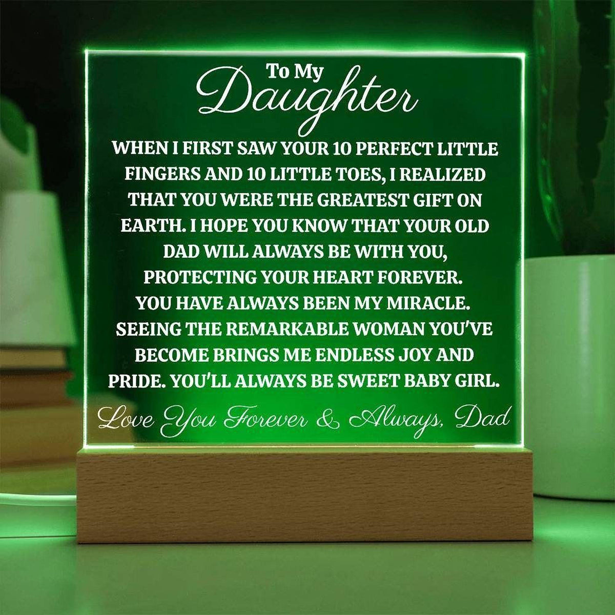 Dad’s Acrylic Plaque for Daughter - Sentimental LED Night Light