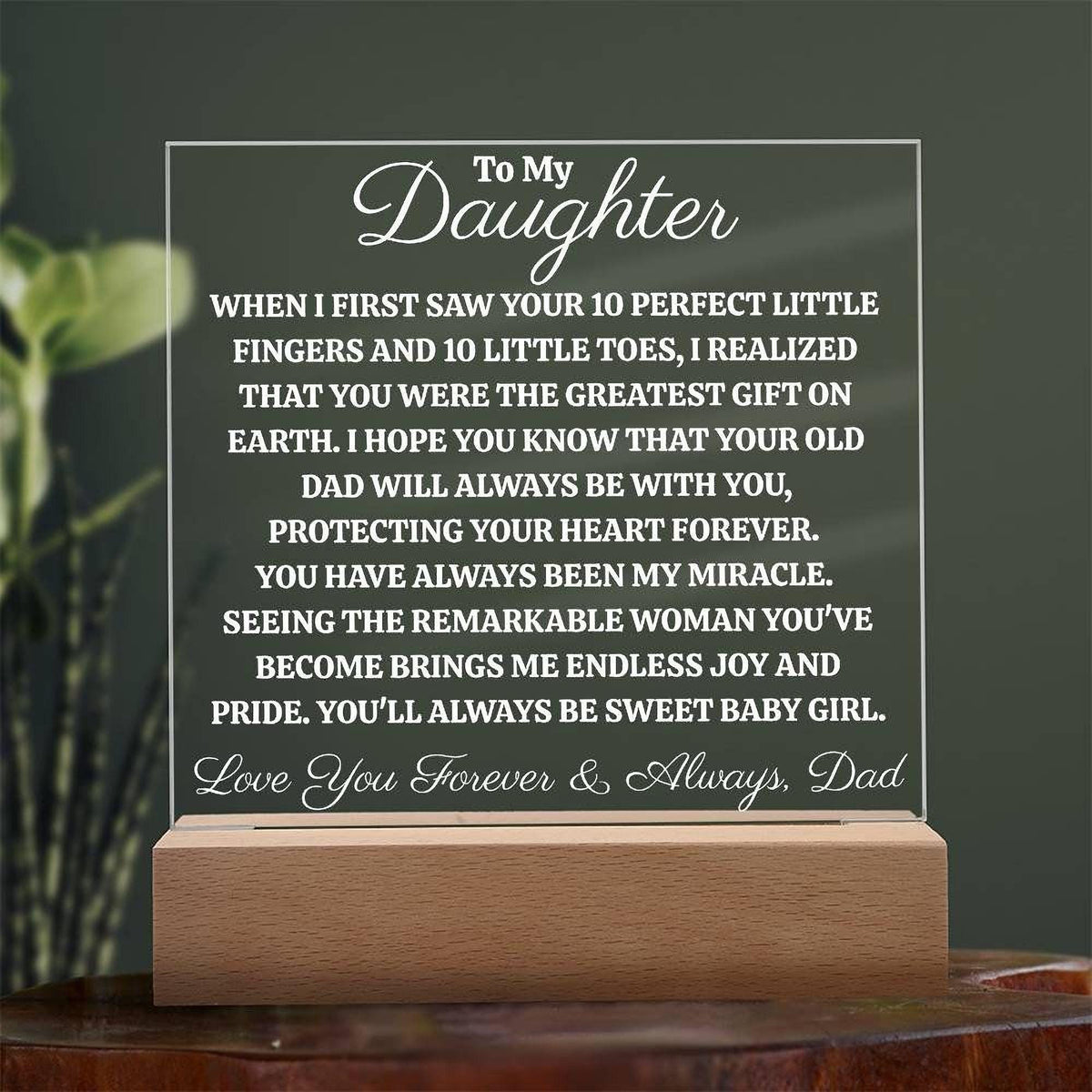 Dad’s Acrylic Plaque for Daughter - Sentimental LED Night Light