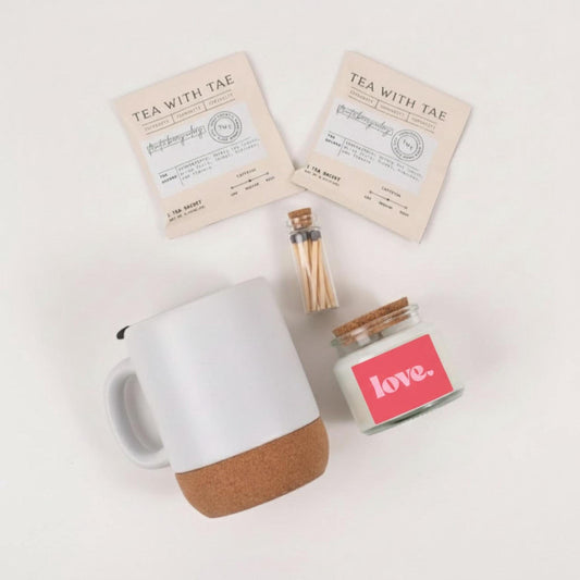 Cozy Love Mug and Candle Set (Tea Gift Box for Wife or Girlfriend)