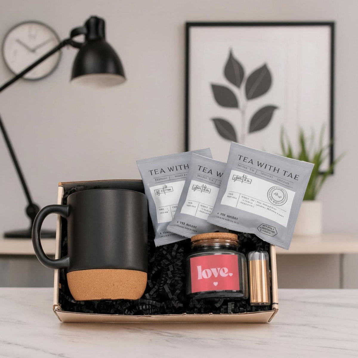 Cozy Love Mug and Candle Set (Tea Gift Box for Wife or Girlfriend)