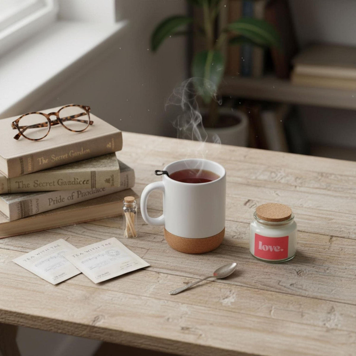 Cozy Love Mug and Candle Set (Tea Gift Box for Wife or Girlfriend)