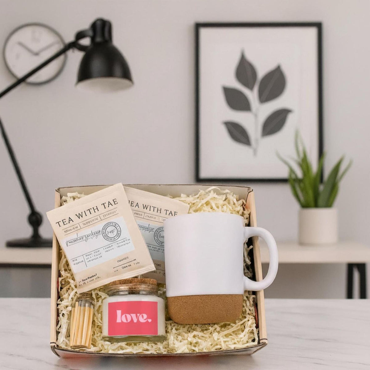 Cozy Love Mug and Candle Set (Tea Gift Box for Wife or Girlfriend)