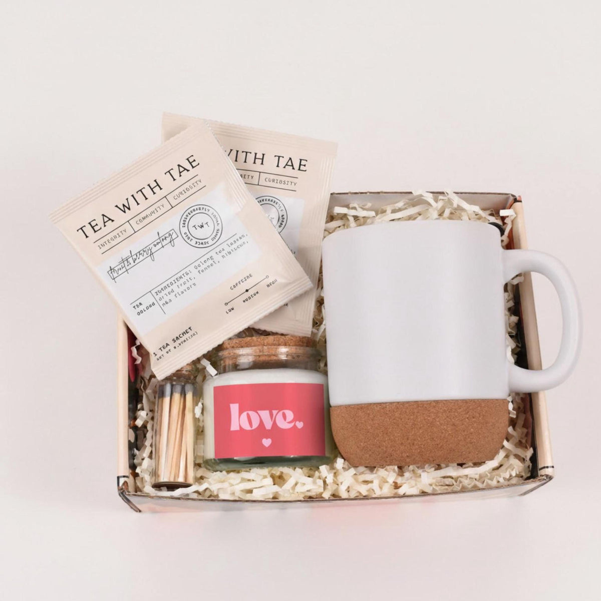 Cozy Love Mug and Candle Set (Tea Gift Box for Wife or Girlfriend)