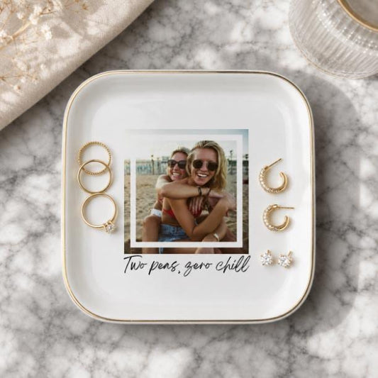Best Friends Jewelry Dish - Two Peas Zero Chill Ring Holder - Funny Bestie Gift Idea