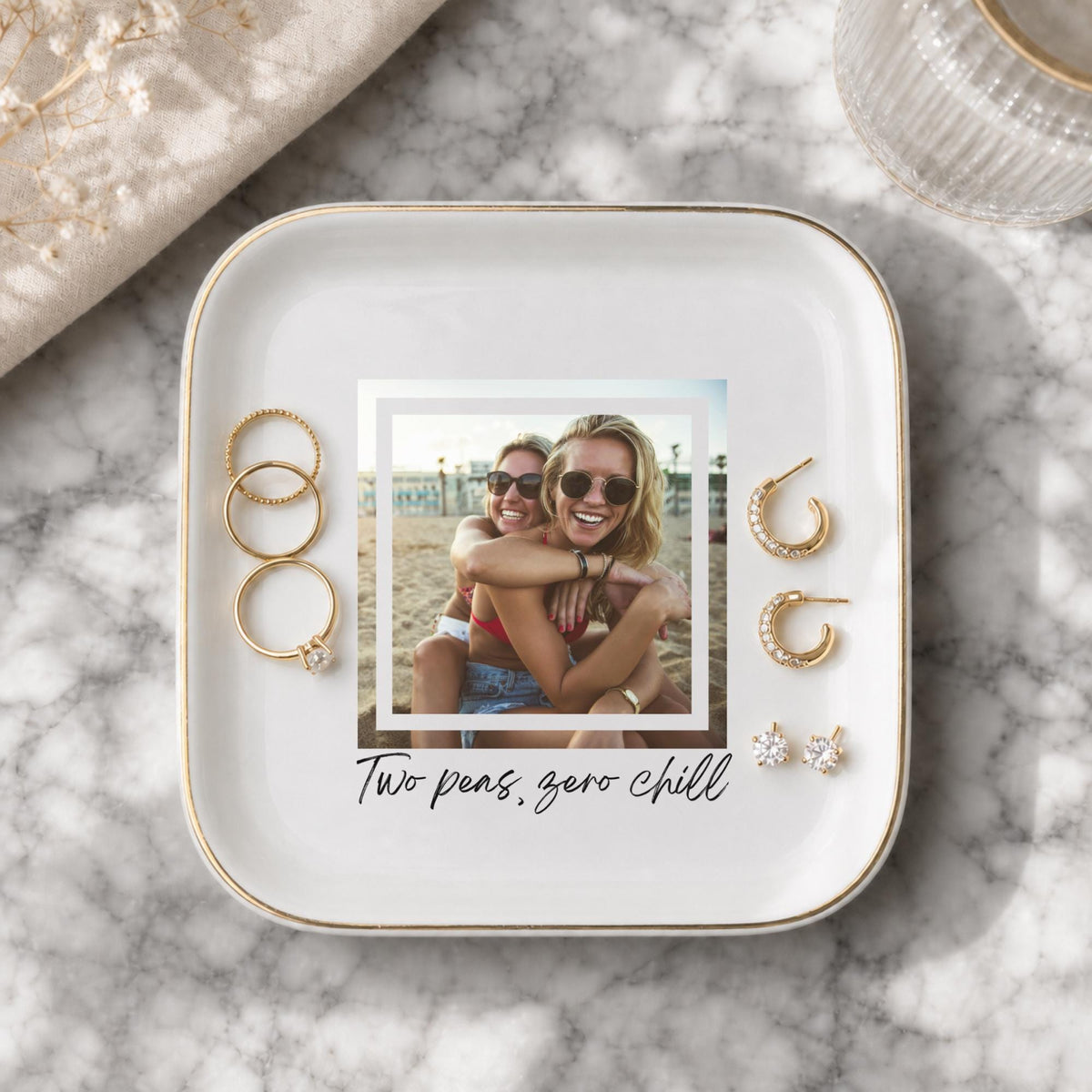 Best Friends Jewelry Dish - Two Peas Zero Chill Ring Holder - Funny Bestie Gift Idea